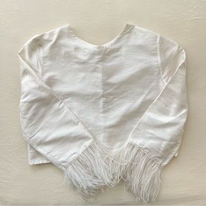 Vintage Feather Trim Cropped Blouse